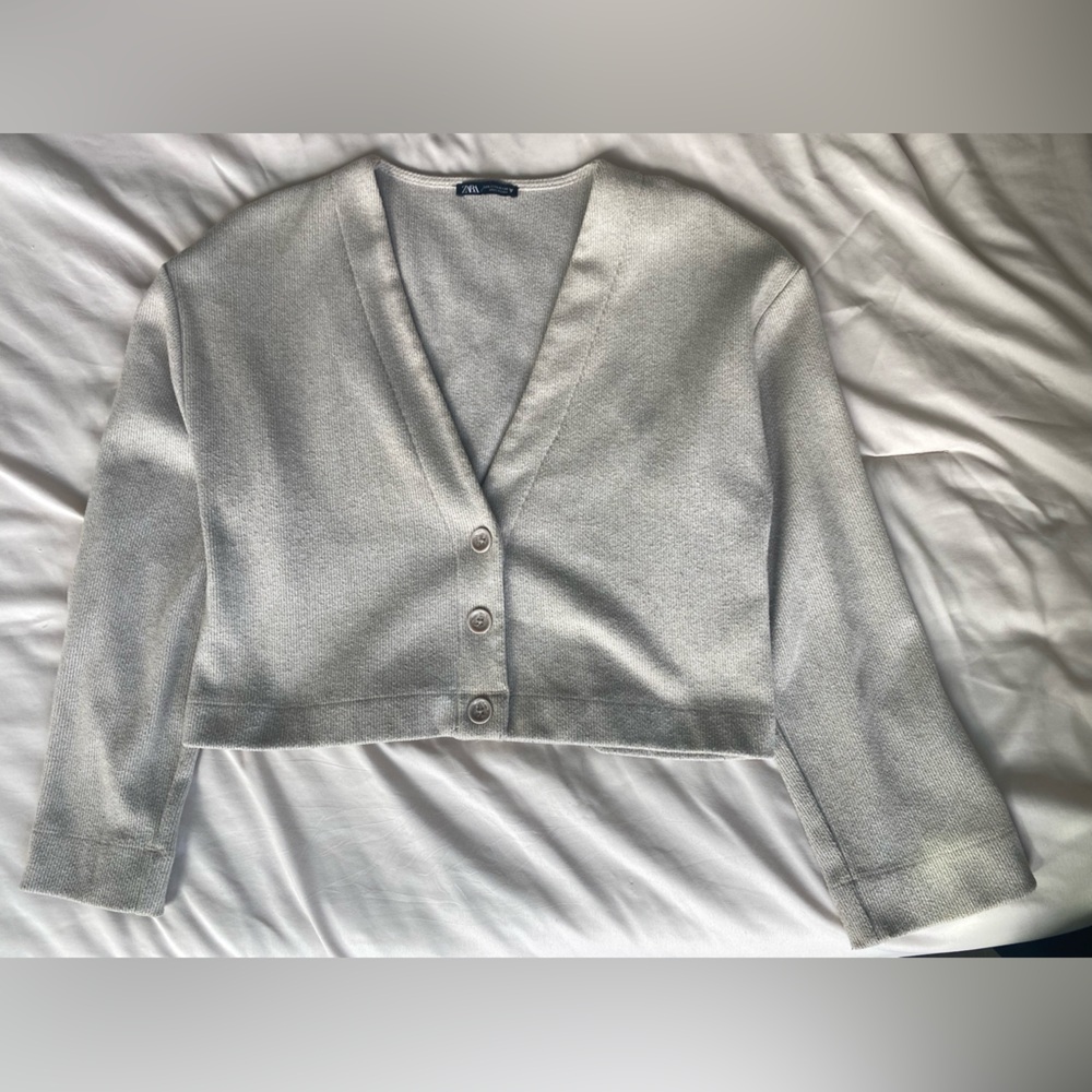 Zara Rib Knit Button-Up Cardigan Size M